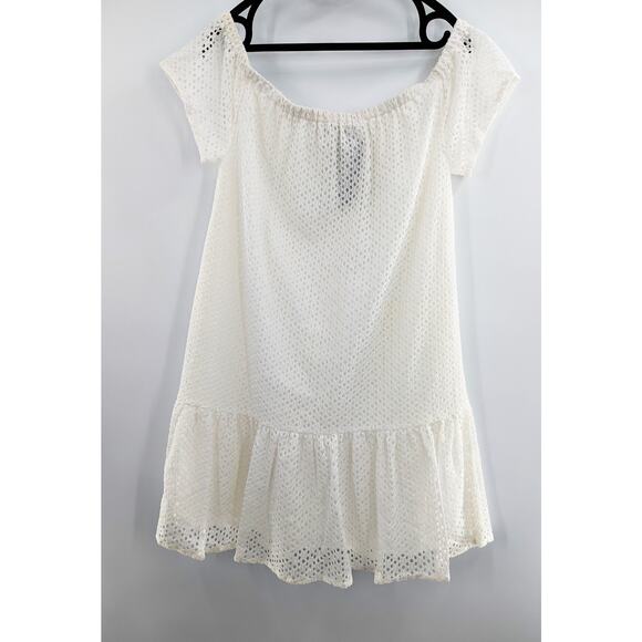 Central Park West White Eyelet Off The Shoulder Dress Large - Picture 5 of 10
